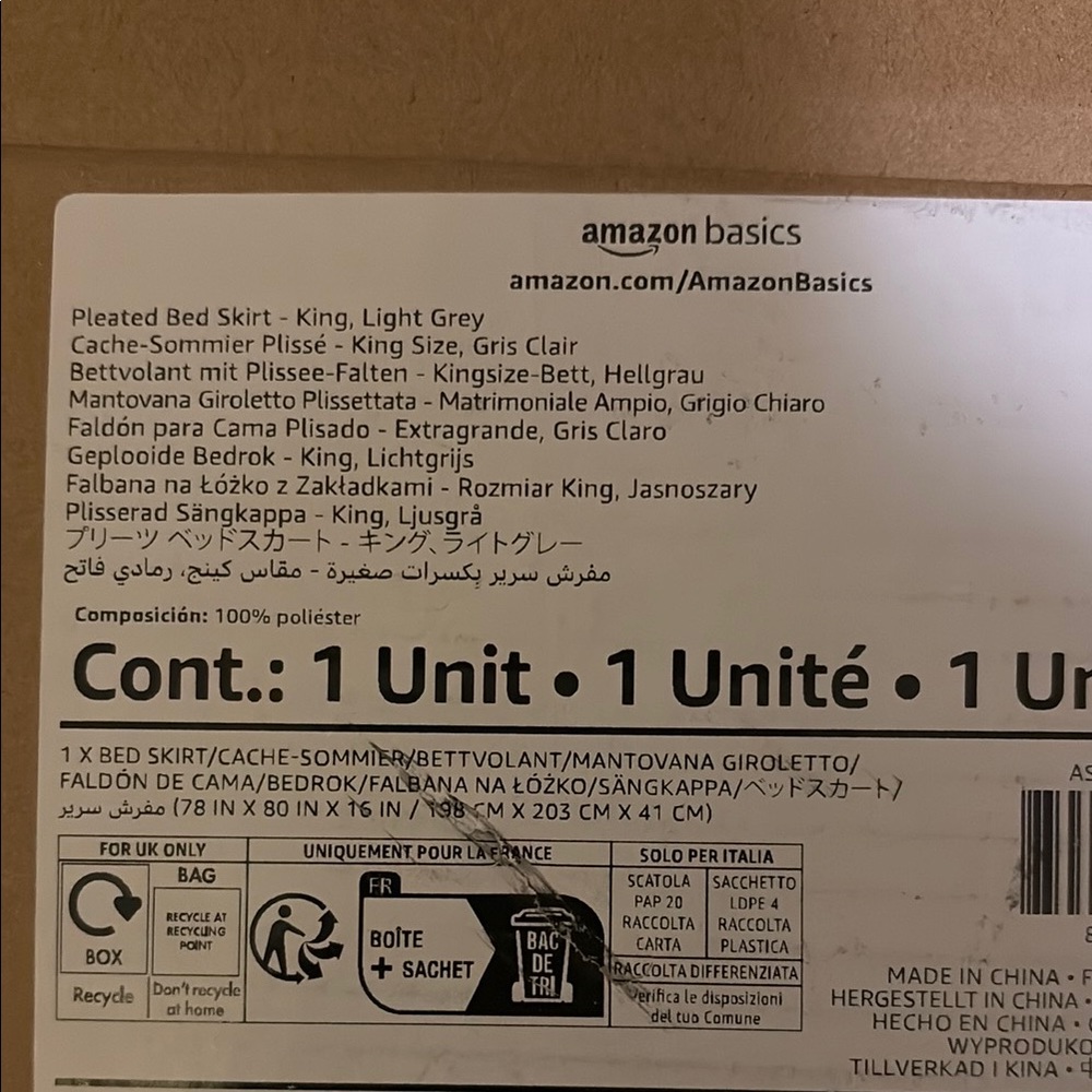 Amazon Basics Light Grey King Size Bedskirt